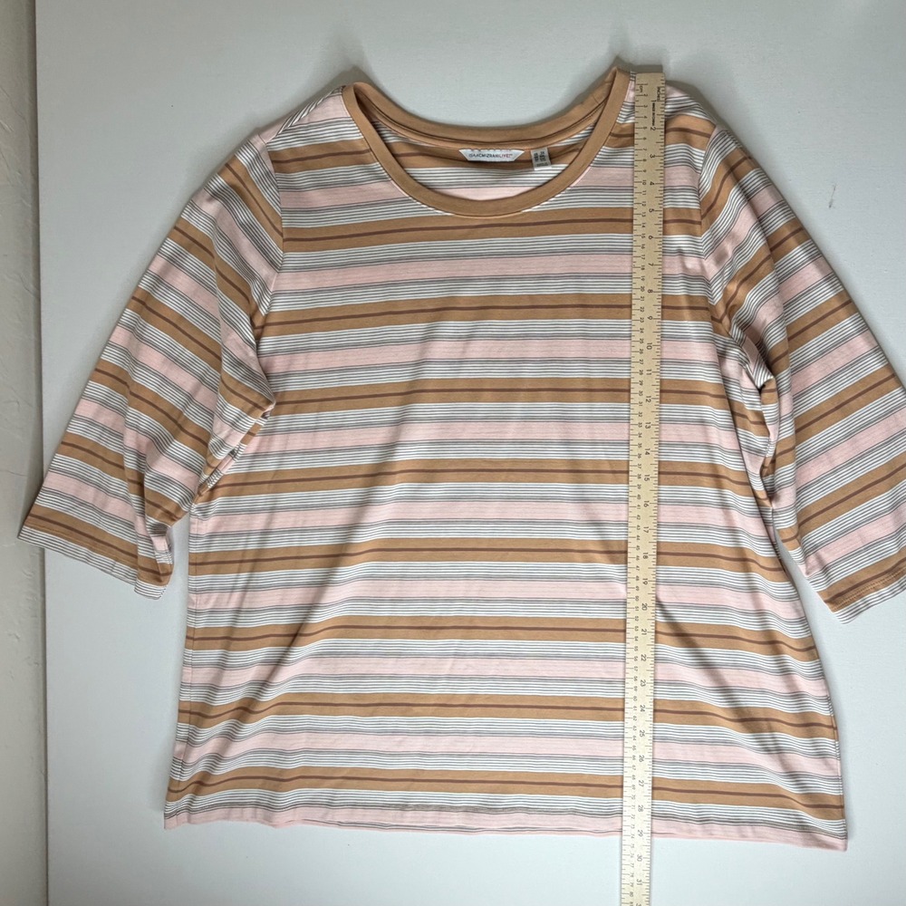 Isaac Mizrahi Live Striped Scoop Neck Top Size 2X Comfy Soft Stretch Everyday - Picture 7 of 8